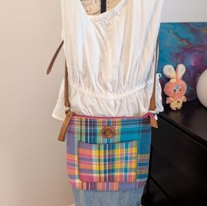 Tommy Hilfiger Multicolor Madras Plaid Crossbody Bag with Logo